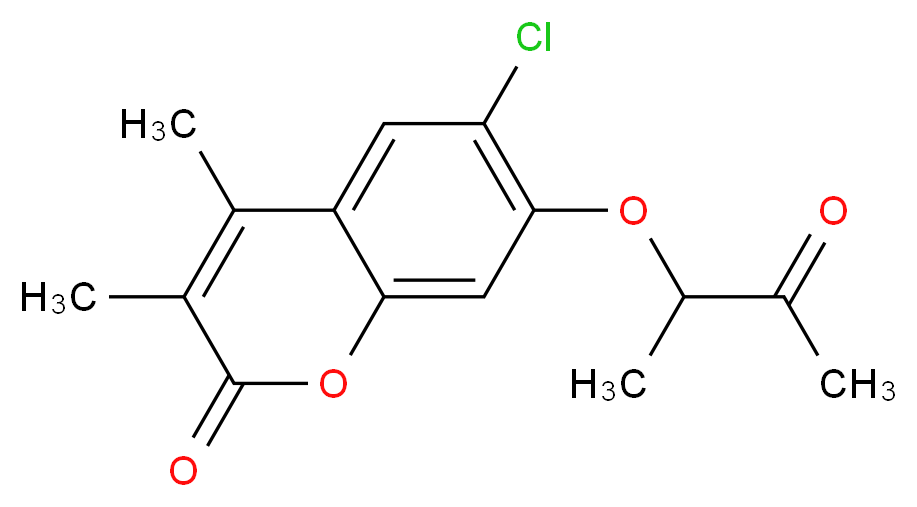 6-chloro-3,4-dimethyl-7-[(3-oxobutan-2-yl)oxy]-2H-chromen-2-one_分子结构_CAS_884497-68-1