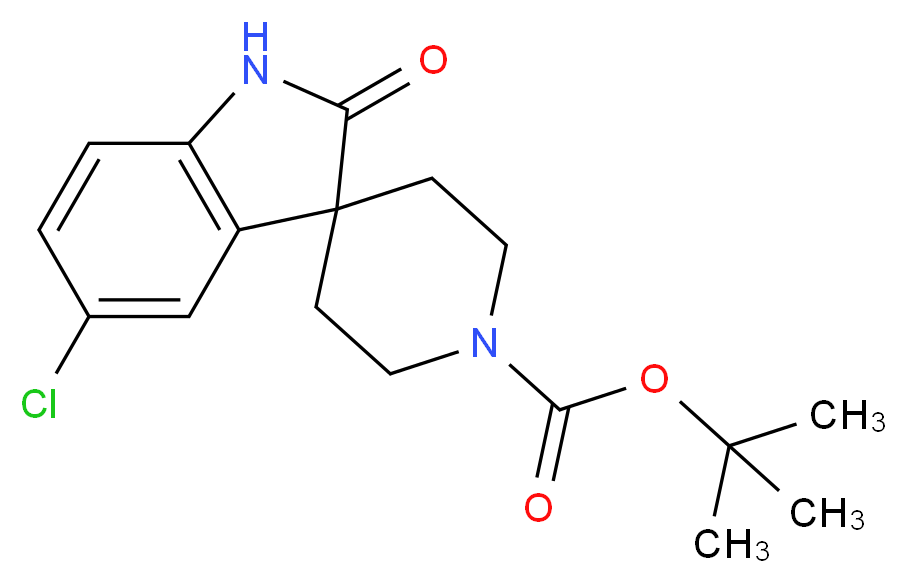 tert-butyl 5-chloro-2-oxo-1,2-dihydrospiro[indole-3,4'-piperidine]-1'-carboxylate_分子结构_CAS_346701-12-0