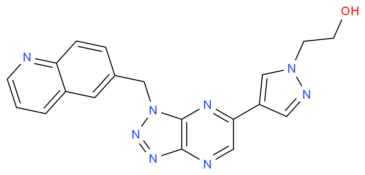 2-{4-[1-(quinolin-6-ylmethyl)-1H-[1,2,3]triazolo[4,5-b]pyrazin-6-yl]-1H-pyrazol-1-yl}ethan-1-ol_分子结构_CAS_956905-27-4