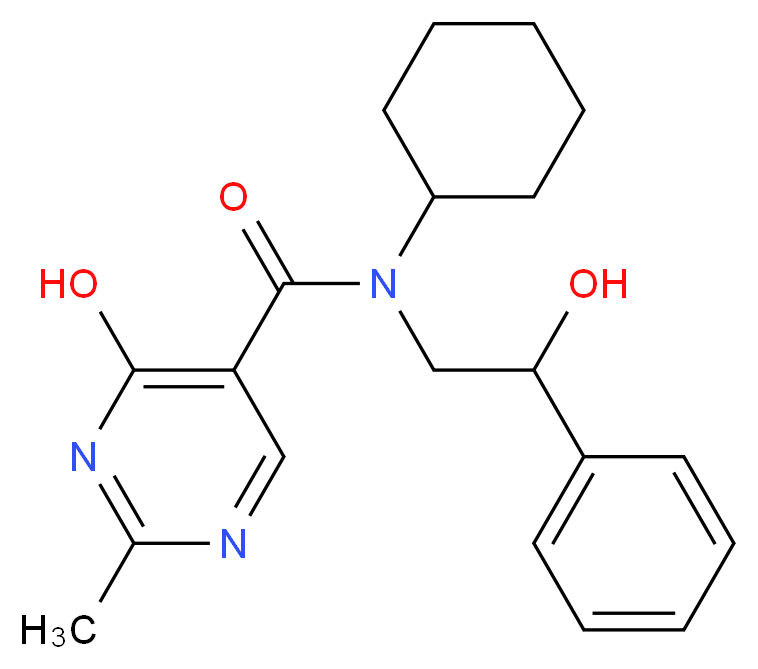 N-cyclohexyl-4-hydroxy-N-(2-hydroxy-2-phenylethyl)-2-methylpyrimidine-5-carboxamide_分子结构_CAS_)