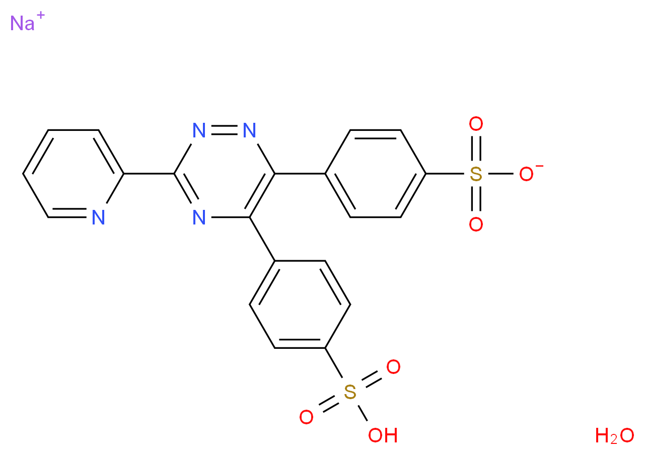 5,6-二苯基-3-(2-吡啶基)-1,2,4-三嗪-4,4"-二磺酸单钠盐水合物_分子结构_CAS_69898-45-9)