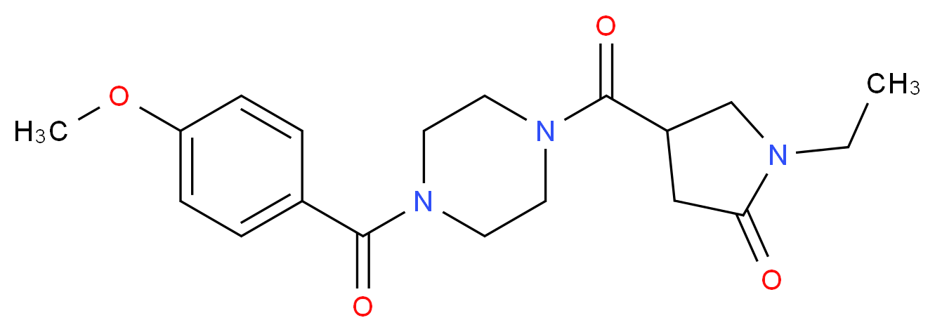 1-ethyl-4-{[4-(4-methoxybenzoyl)-1-piperazinyl]carbonyl}-2-pyrrolidinone_分子结构_CAS_)