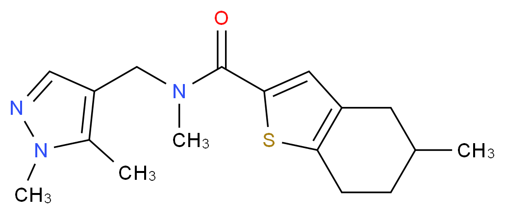 N-[(1,5-dimethyl-1H-pyrazol-4-yl)methyl]-N,5-dimethyl-4,5,6,7-tetrahydro-1-benzothiophene-2-carboxamide_分子结构_CAS_)