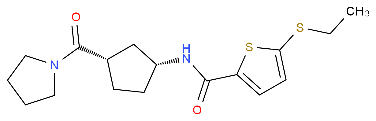 5-(ethylthio)-N-[(1R*,3S*)-3-(1-pyrrolidinylcarbonyl)cyclopentyl]-2-thiophenecarboxamide_分子结构_CAS_)