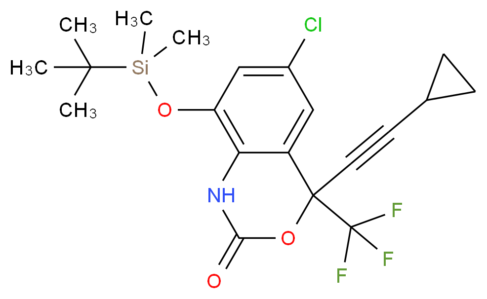 8-[(tert-butyldimethylsilyl)oxy]-6-chloro-4-(2-cyclopropylethynyl)-4-(trifluoromethyl)-2,4-dihydro-1H-3,1-benzoxazin-2-one_分子结构_CAS_1027042-31-4