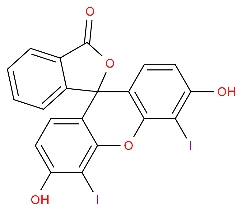 3',6'-dihydroxy-4',5'-diiodo-3H-spiro[2-benzofuran-1,9'-xanthene]-3-one_分子结构_CAS_31395-16-1