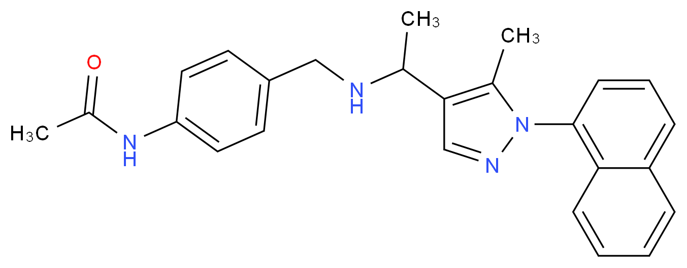 N-{4-[({1-[5-methyl-1-(1-naphthyl)-1H-pyrazol-4-yl]ethyl}amino)methyl]phenyl}acetamide_分子结构_CAS_)