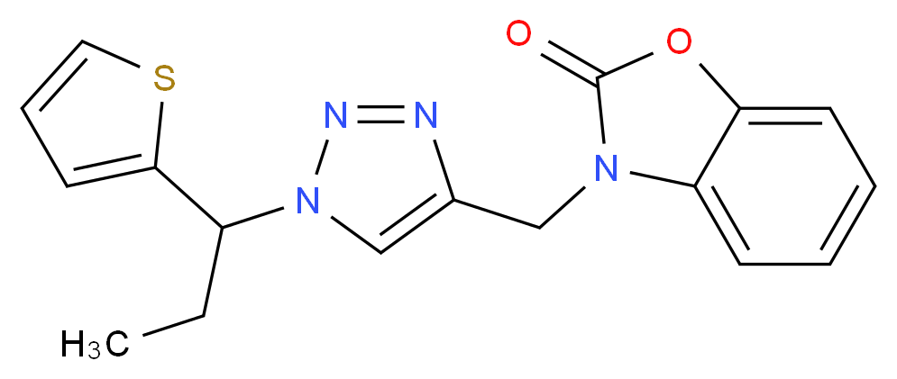3-({1-[1-(2-thienyl)propyl]-1H-1,2,3-triazol-4-yl}methyl)-1,3-benzoxazol-2(3H)-one_分子结构_CAS_)