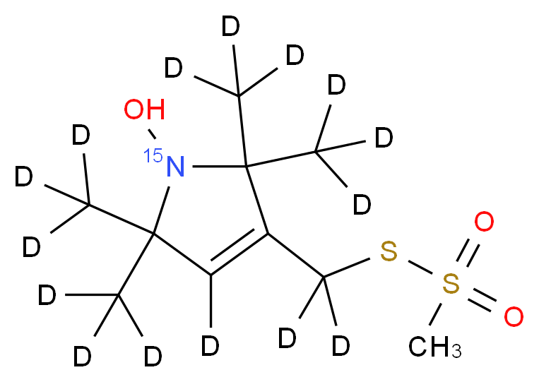3-[(methanesulfonylsulfanyl)(<sup>2</sup>H<sub>2</sub>)methyl]-2,2,5,5-tetrakis(<sup>2</sup>H<sub>3</sub>)methyl-2,5-dihydro(<sup>2</sup>H,1-<sup>1</sup><sup>5</sup>N)-1H-pyrrol-1-ol_分子结构_CAS_384342-58-9