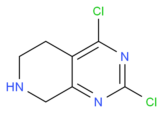 2,4-dichloro-5H,6H,7H,8H-pyrido[3,4-d]pyrimidine_分子结构_CAS_1000578-08-4