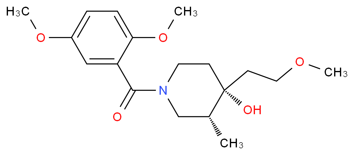 (3R*,4R*)-1-(2,5-dimethoxybenzoyl)-4-(2-methoxyethyl)-3-methylpiperidin-4-ol_分子结构_CAS_)