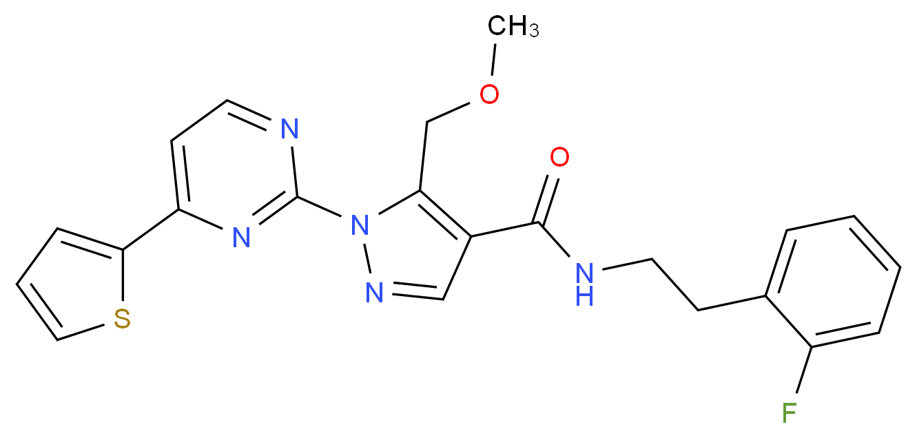 N-[2-(2-fluorophenyl)ethyl]-5-(methoxymethyl)-1-[4-(2-thienyl)-2-pyrimidinyl]-1H-pyrazole-4-carboxamide_分子结构_CAS_)