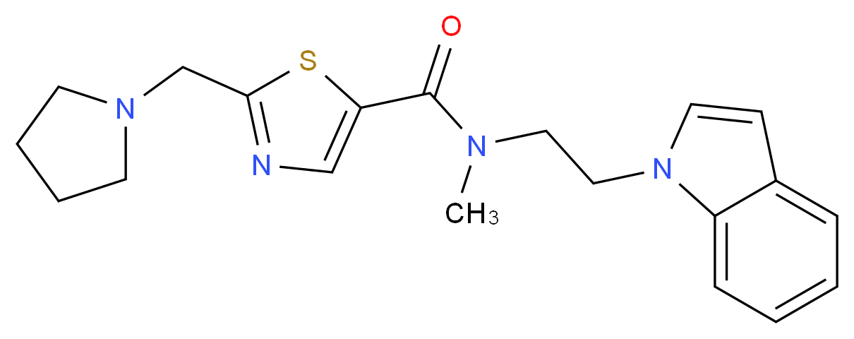 N-[2-(1H-indol-1-yl)ethyl]-N-methyl-2-(pyrrolidin-1-ylmethyl)-1,3-thiazole-5-carboxamide_分子结构_CAS_)