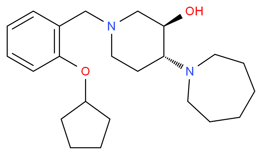 (3R*,4R*)-4-(1-azepanyl)-1-[2-(cyclopentyloxy)benzyl]-3-piperidinol_分子结构_CAS_)