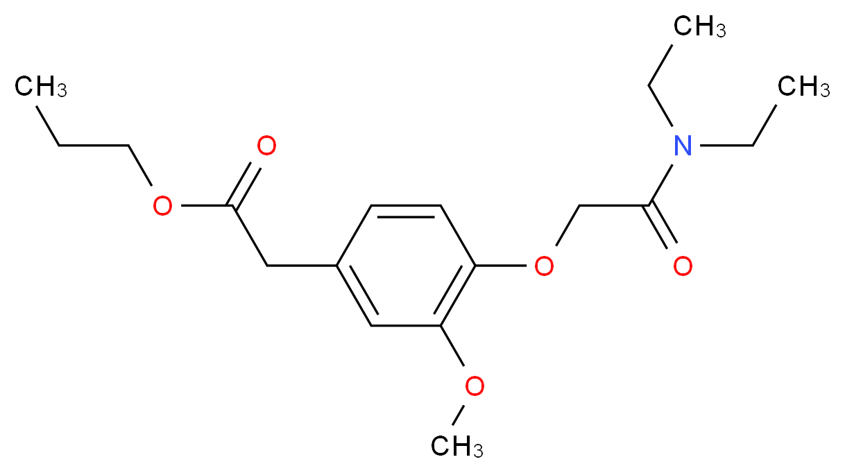 propyl 2-{4-[(diethylcarbamoyl)methoxy]-3-methoxyphenyl}acetate_分子结构_CAS_1421-14-3