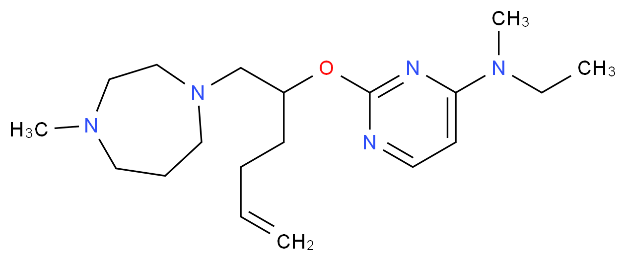N-ethyl-N-methyl-2-({1-[(4-methyl-1,4-diazepan-1-yl)methyl]pent-4-en-1-yl}oxy)pyrimidin-4-amine_分子结构_CAS_)