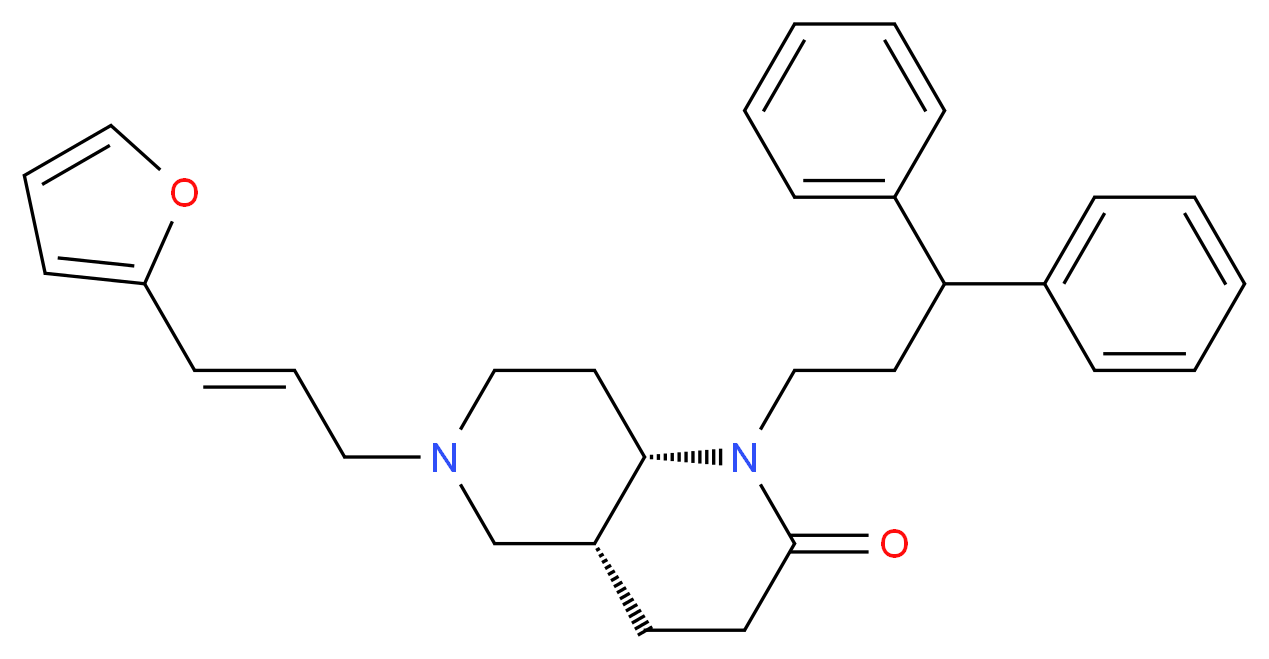 (4aR*,8aS*)-1-(3,3-diphenylpropyl)-6-[(2E)-3-(2-furyl)-2-propen-1-yl]octahydro-1,6-naphthyridin-2(1H)-one_分子结构_CAS_)