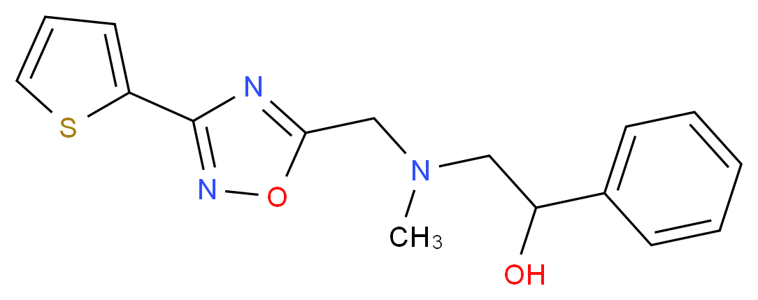 2-(methyl{[3-(2-thienyl)-1,2,4-oxadiazol-5-yl]methyl}amino)-1-phenylethanol_分子结构_CAS_)
