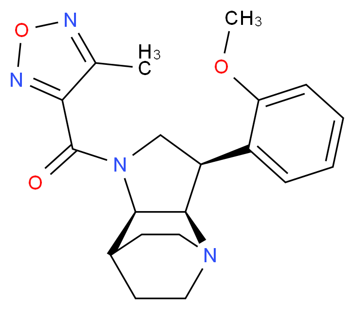 (3R*,3aR*,7aR*)-3-(2-methoxyphenyl)-1-[(4-methyl-1,2,5-oxadiazol-3-yl)carbonyl]octahydro-4,7-ethanopyrrolo[3,2-b]pyridine_分子结构_CAS_)
