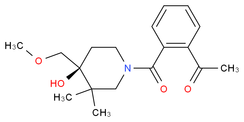 1-(2-{[(4S*)-4-hydroxy-4-(methoxymethyl)-3,3-dimethylpiperidin-1-yl]carbonyl}phenyl)ethanone_分子结构_CAS_)
