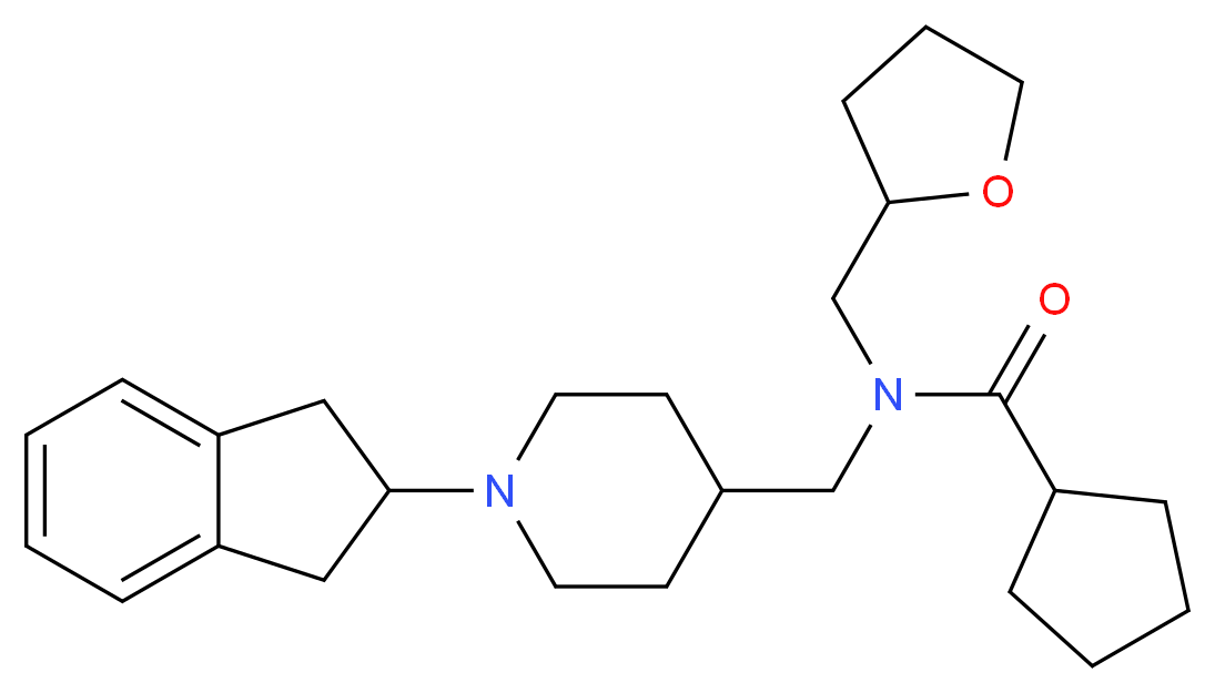 N-{[1-(2,3-dihydro-1H-inden-2-yl)-4-piperidinyl]methyl}-N-(tetrahydro-2-furanylmethyl)cyclopentanecarboxamide_分子结构_CAS_)