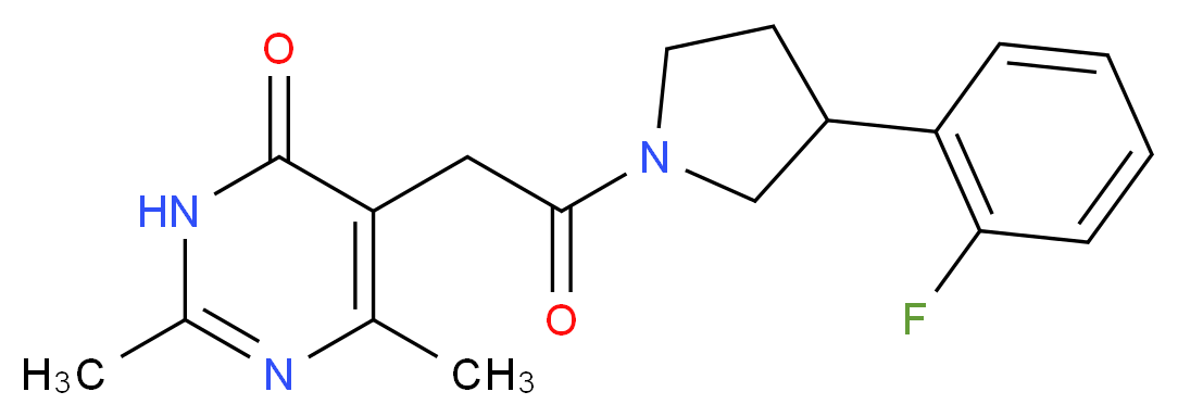 5-{2-[3-(2-fluorophenyl)-1-pyrrolidinyl]-2-oxoethyl}-2,6-dimethyl-4(3H)-pyrimidinone_分子结构_CAS_)