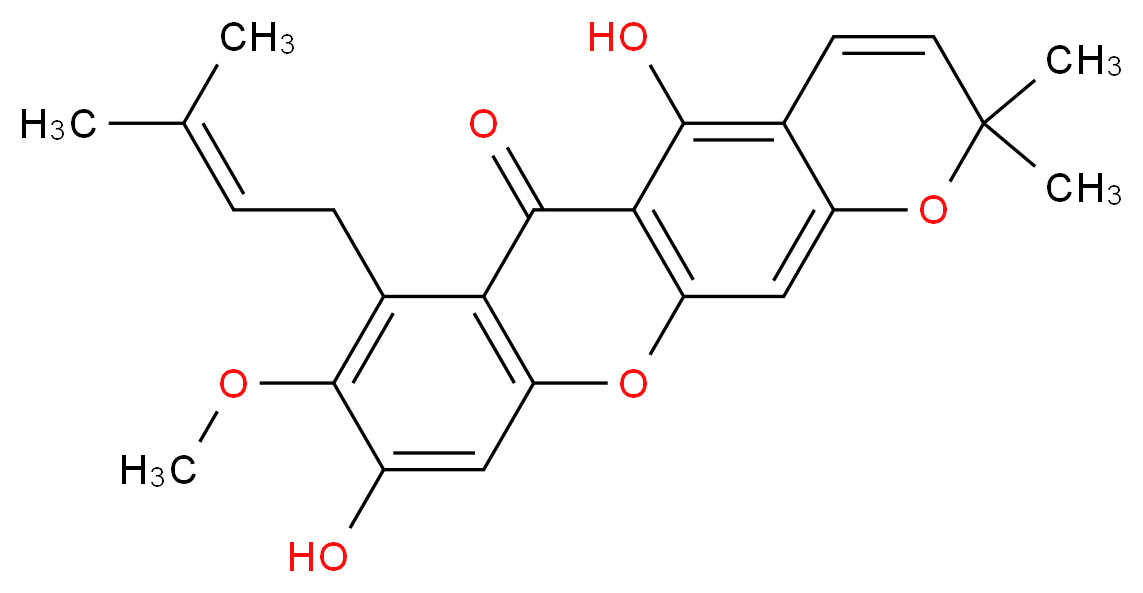 5,9-dihydroxy-8-methoxy-2,2-dimethyl-7-(3-methylbut-2-en-1-yl)-2,6-dihydro-1,11-dioxatetracen-6-one_分子结构_CAS_35349-68-9