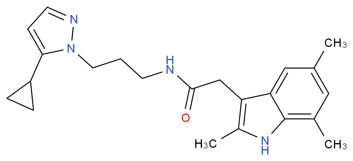 N-[3-(5-cyclopropyl-1H-pyrazol-1-yl)propyl]-2-(2,5,7-trimethyl-1H-indol-3-yl)acetamide_分子结构_CAS_)