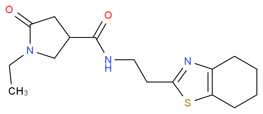 1-ethyl-5-oxo-N-[2-(4,5,6,7-tetrahydro-1,3-benzothiazol-2-yl)ethyl]-3-pyrrolidinecarboxamide_分子结构_CAS_)