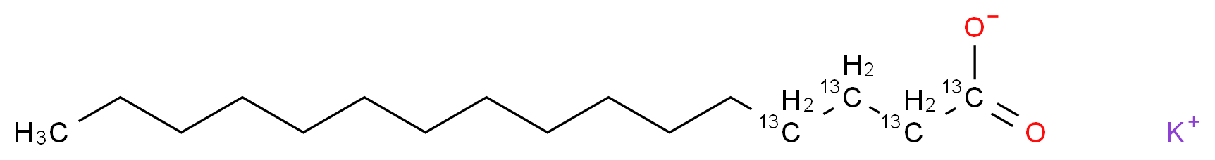 potassium (1,2,3,4-<sup>1</sup><sup>3</sup>C<sub>4</sub>)hexadecanoate_分子结构_CAS_1173021-82-3