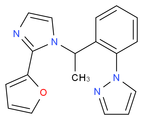 1-(2-{1-[2-(2-furyl)-1H-imidazol-1-yl]ethyl}phenyl)-1H-pyrazole_分子结构_CAS_)