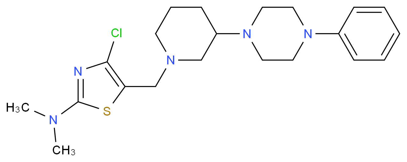 4-chloro-N,N-dimethyl-5-{[3-(4-phenyl-1-piperazinyl)-1-piperidinyl]methyl}-1,3-thiazol-2-amine_分子结构_CAS_)