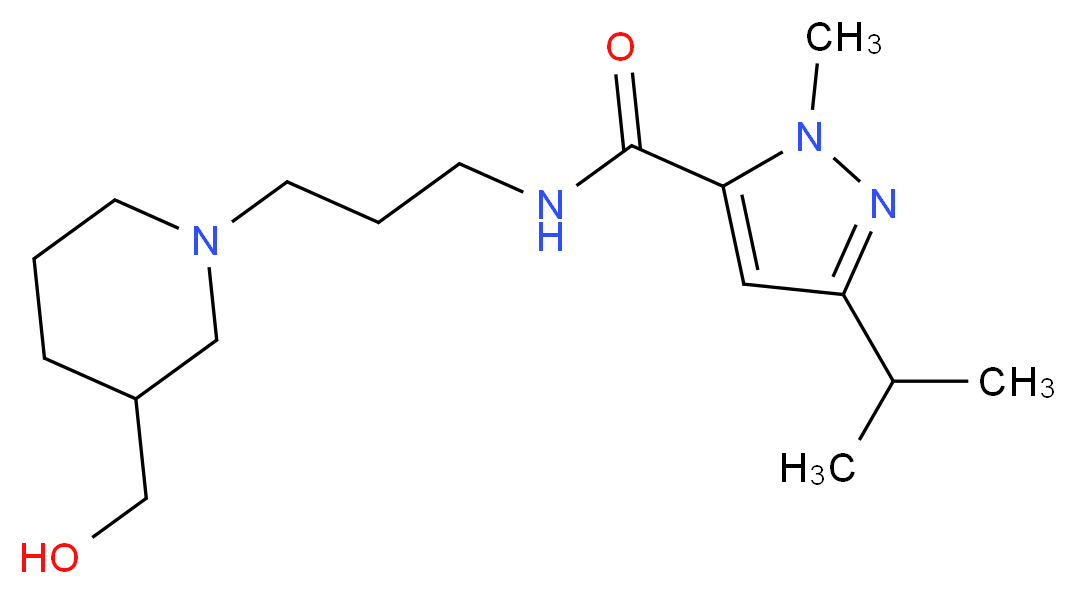 N-{3-[3-(hydroxymethyl)-1-piperidinyl]propyl}-3-isopropyl-1-methyl-1H-pyrazole-5-carboxamide_分子结构_CAS_)