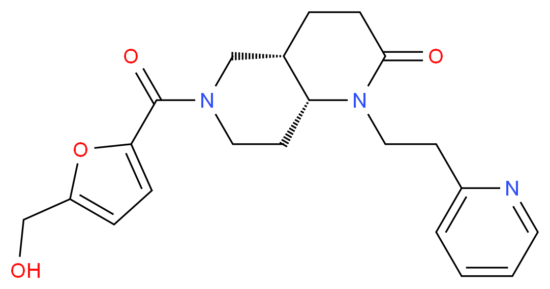 (4aS*,8aR*)-6-[5-(hydroxymethyl)-2-furoyl]-1-(2-pyridin-2-ylethyl)octahydro-1,6-naphthyridin-2(1H)-one_分子结构_CAS_)