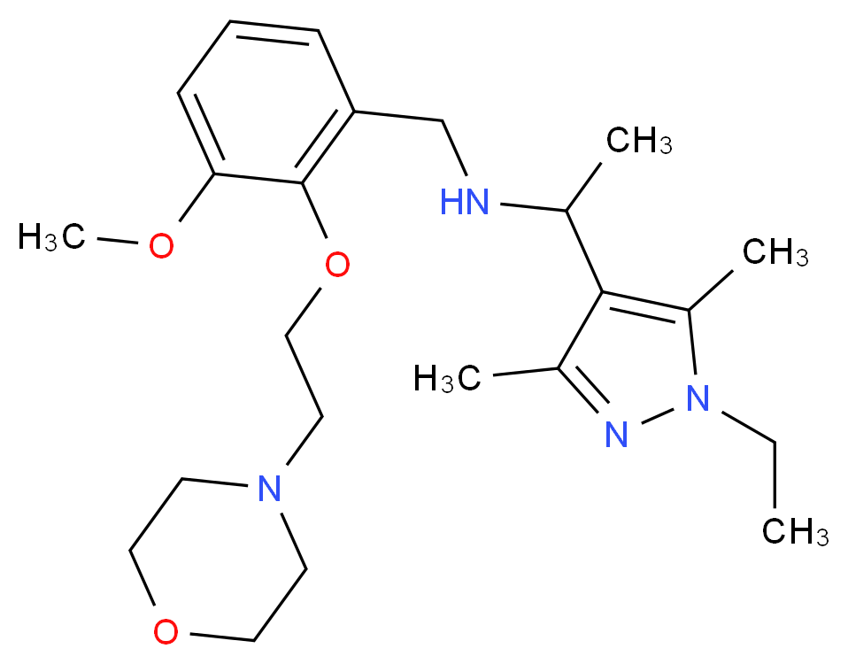 1-(1-ethyl-3,5-dimethyl-1H-pyrazol-4-yl)-N-[3-methoxy-2-(2-morpholin-4-ylethoxy)benzyl]ethanamine_分子结构_CAS_)