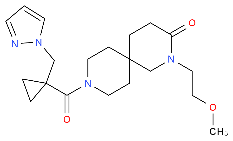 2-(2-methoxyethyl)-9-{[1-(1H-pyrazol-1-ylmethyl)cyclopropyl]carbonyl}-2,9-diazaspiro[5.5]undecan-3-one_分子结构_CAS_)