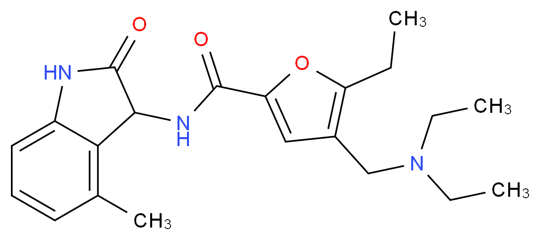 4-[(diethylamino)methyl]-5-ethyl-N-(4-methyl-2-oxo-2,3-dihydro-1H-indol-3-yl)-2-furamide_分子结构_CAS_)