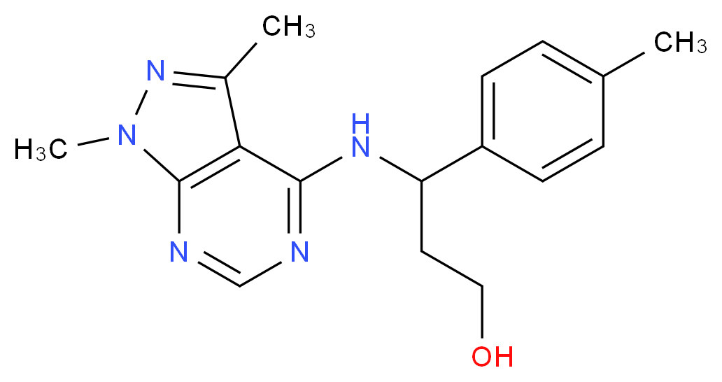 3-[(1,3-dimethyl-1H-pyrazolo[3,4-d]pyrimidin-4-yl)amino]-3-(4-methylphenyl)-1-propanol_分子结构_CAS_)