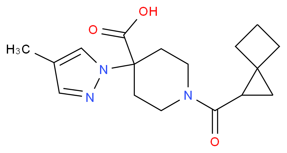 4-(4-methyl-1H-pyrazol-1-yl)-1-(spiro[2.3]hex-1-ylcarbonyl)piperidine-4-carboxylic acid_分子结构_CAS_)