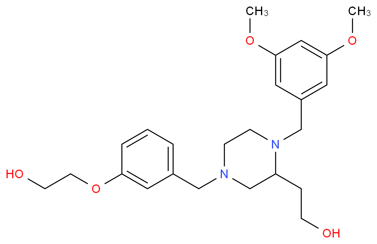 2-{1-(3,5-dimethoxybenzyl)-4-[3-(2-hydroxyethoxy)benzyl]-2-piperazinyl}ethanol_分子结构_CAS_)