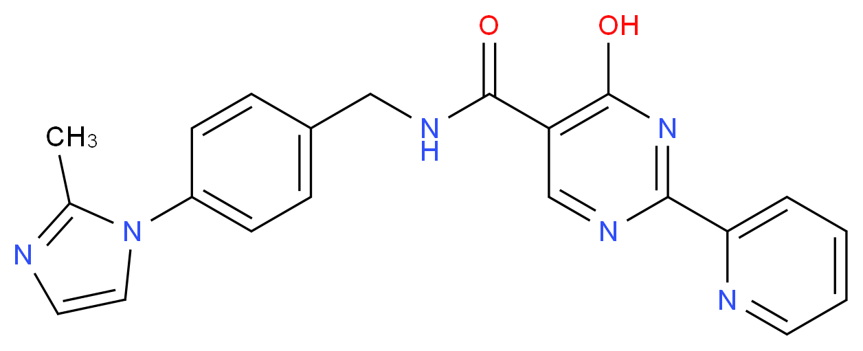 4-hydroxy-N-[4-(2-methyl-1H-imidazol-1-yl)benzyl]-2-pyridin-2-ylpyrimidine-5-carboxamide_分子结构_CAS_)