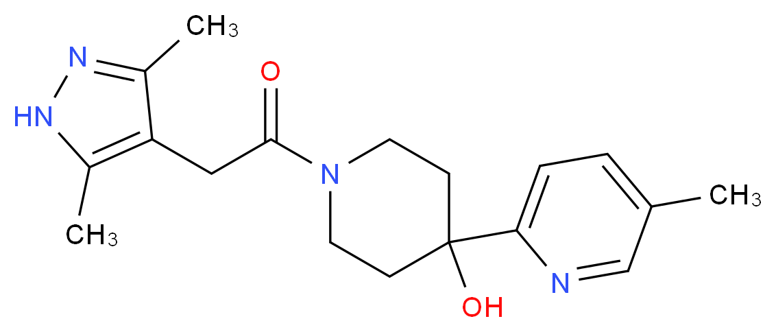 1-[(3,5-dimethyl-1H-pyrazol-4-yl)acetyl]-4-(5-methylpyridin-2-yl)piperidin-4-ol_分子结构_CAS_)