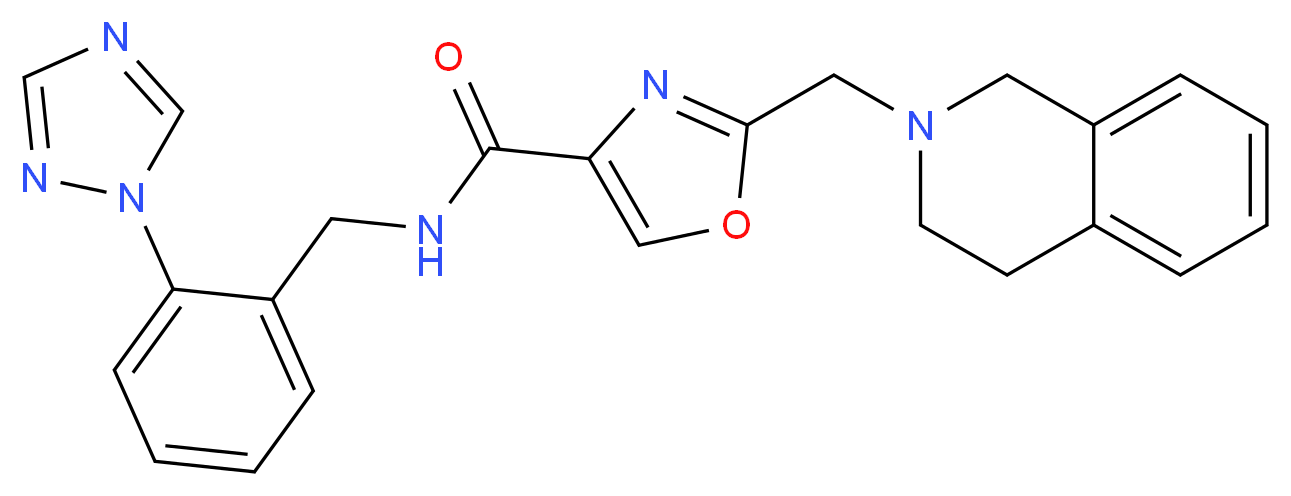 2-(3,4-dihydro-2(1H)-isoquinolinylmethyl)-N-[2-(1H-1,2,4-triazol-1-yl)benzyl]-1,3-oxazole-4-carboxamide_分子结构_CAS_)