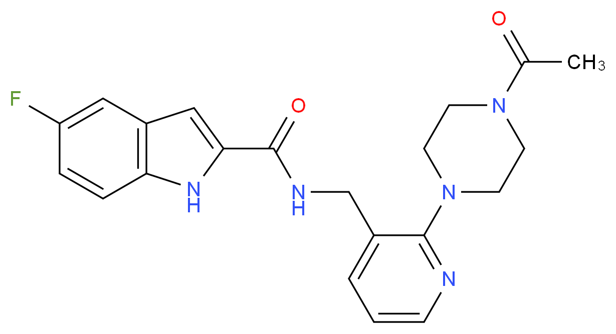 N-{[2-(4-acetyl-1-piperazinyl)-3-pyridinyl]methyl}-5-fluoro-1H-indole-2-carboxamide_分子结构_CAS_)