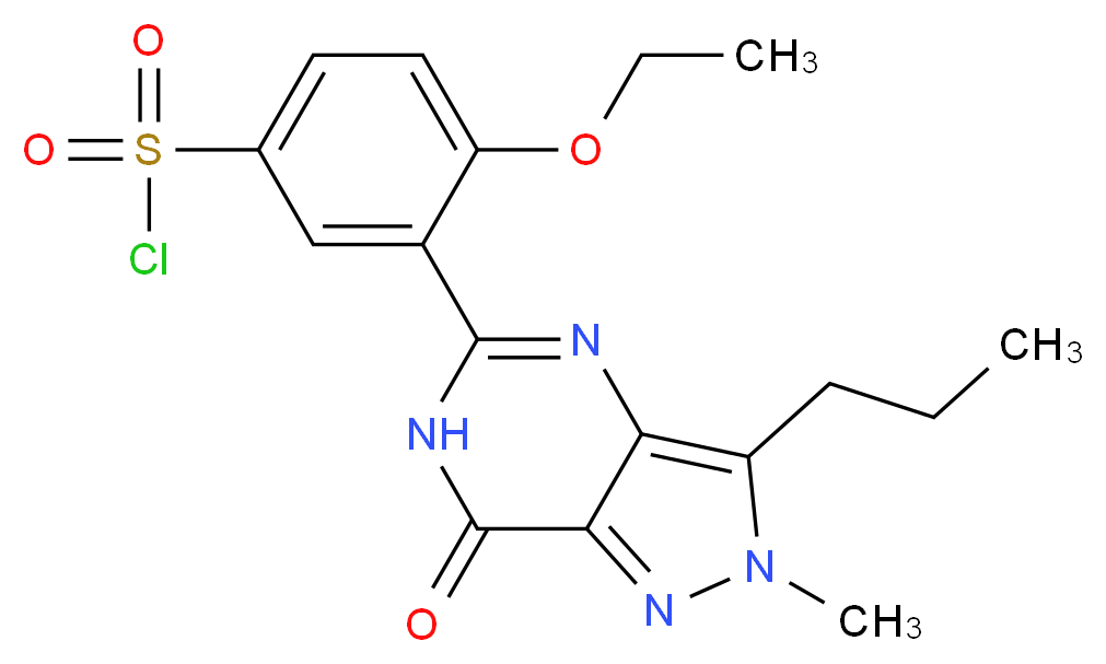 4-ethoxy-3-{2-methyl-7-oxo-3-propyl-2H,6H,7H-pyrazolo[4,3-d]pyrimidin-5-yl}benzene-1-sulfonyl chloride_分子结构_CAS_501120-42-9