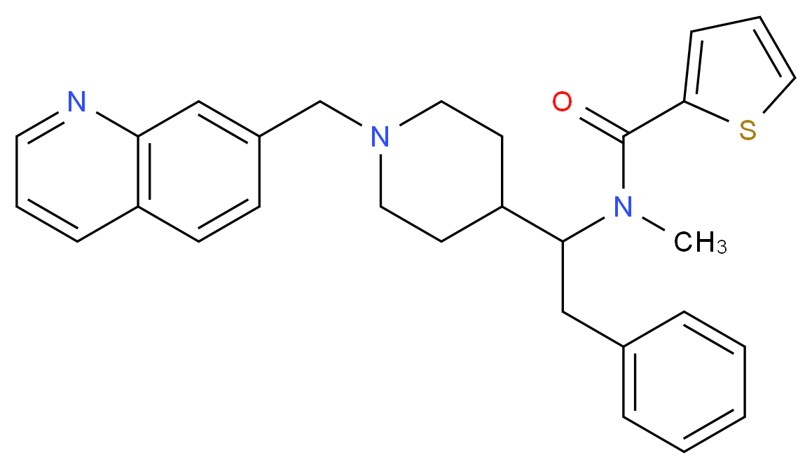 N-methyl-N-{2-phenyl-1-[1-(7-quinolinylmethyl)-4-piperidinyl]ethyl}-2-thiophenecarboxamide_分子结构_CAS_)