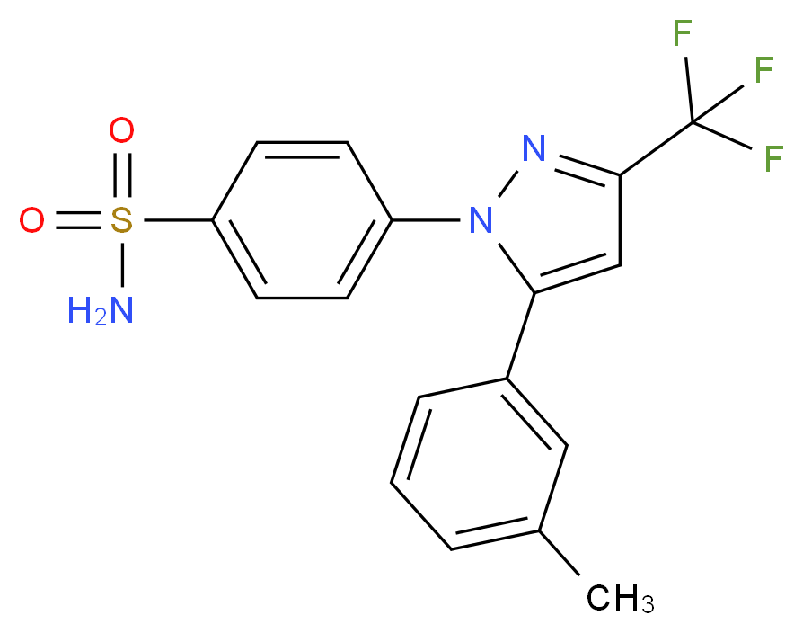 4-[5-(3-methylphenyl)-3-(trifluoromethyl)-1H-pyrazol-1-yl]benzene-1-sulfonamide_分子结构_CAS_170570-01-1