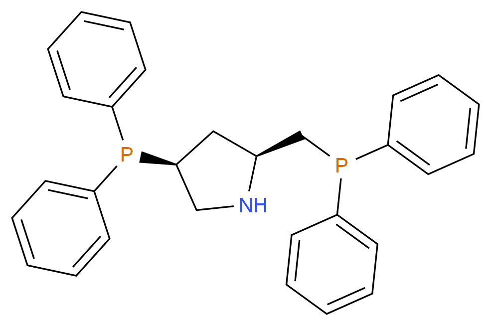 (2S,4S)-4-(diphenylphosphanyl)-2-[(diphenylphosphanyl)methyl]pyrrolidine_分子结构_CAS_61478-29-3