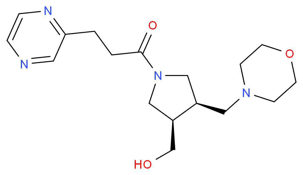 {(3R*,4R*)-4-(4-morpholinylmethyl)-1-[3-(2-pyrazinyl)propanoyl]-3-pyrrolidinyl}methanol_分子结构_CAS_)