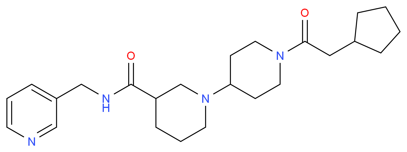 1'-(cyclopentylacetyl)-N-(pyridin-3-ylmethyl)-1,4'-bipiperidine-3-carboxamide_分子结构_CAS_)